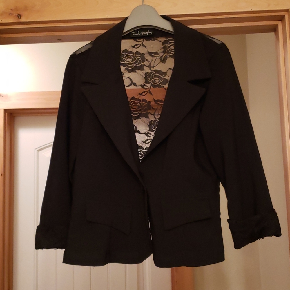 Black lace back blazer